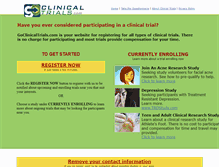 Tablet Screenshot of goclinicaltrials.com